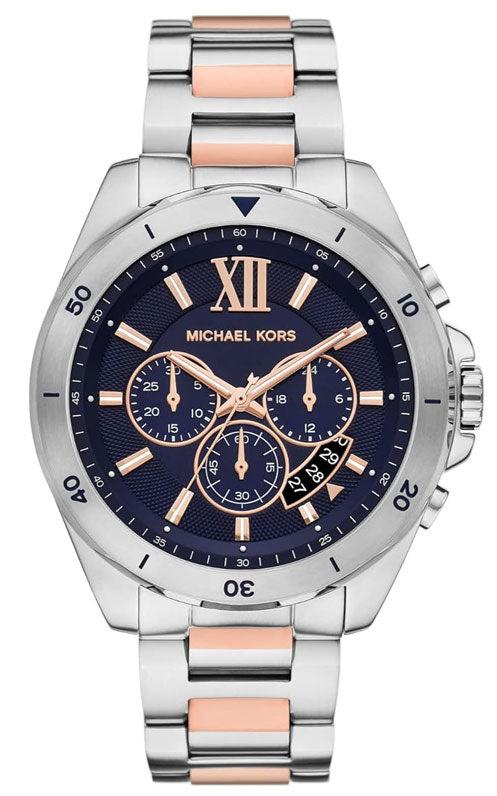 Michael Kors Brecken Chronograph Blue Dial Two Tone Steel Strap Watch For Men - MK9065 Authentic Buy Shop Now