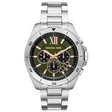 Michael Kors Brecken Chronograph Green Dial Silver Steel Strap Watch For Men - MK8984 Authentic Buy Shop Now