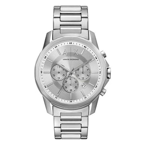 Armani Exchange Outerbanks Chronograph Silver Dial Silver Steel Strap Watch For Men - AX7141 Authentic Buy Shop Now