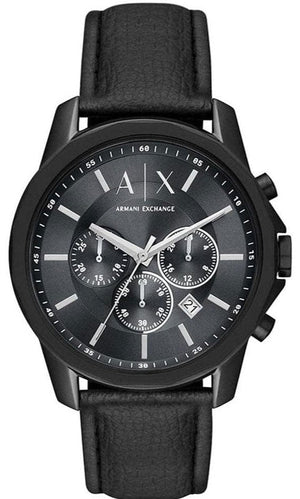 Armani Exchange Banks Chronograph Black Dial Black Leather Strap Watch For Men - AX1724 Authentic Buy Shop Now