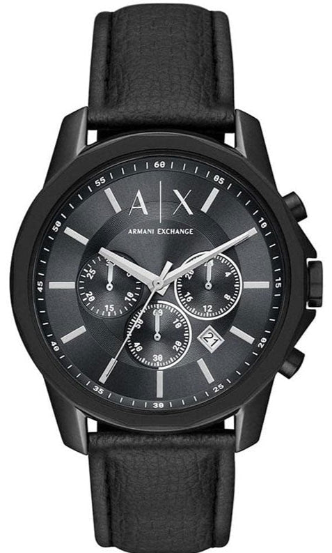 Armani Exchange Banks Chronograph Black Dial Black Leather Strap Watch For Men - AX1724 Authentic Buy Shop Now