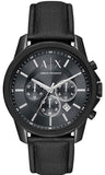 Armani Exchange Banks Chronograph Black Dial Black Leather Strap Watch For Men - AX1724 Authentic Buy Shop Now
