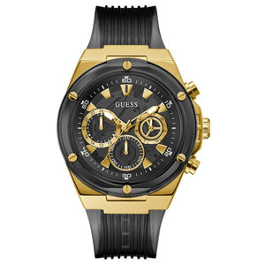 Guess Poseidon Chronograph Black Dial Black Silicone Strap Watch For Men - GW0425G1 Authentic Buy Shop Now