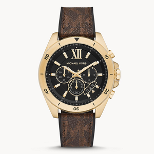 Michael Kors Brecken Chronograph Black Dial Brown Leather Strap Watch For Men - MK8849 Authentic Buy Shop Now