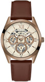 Guess Multi-Function Chronograph White Dial Brown Leather Strap Watch For Men - GW0389G8 Authentic Buy Shop Now