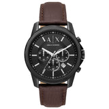 Armani Exchange Outerbanks Chronograph Black Dial Brown Leather Strap Watch For Men - AX1732 Authentic Buy Shop Now