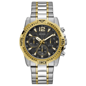 Guess Commander Chronograph Black Dial Two Tone Steel Strap Watch for Men - GW0056G4 Authentic Buy Shop Now