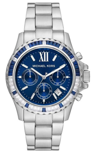 Michael Kors Everest Chronograph Blue Dial Silver Steel Strap Watch For Women - MK7237 Authentic Buy Shop Now