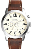 Fossil Pilot Chronograph White Dial Brown Leather Strap Watch for Men - FS5146 Authentic Buy Shop Now