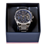 Tommy Hilfiger Baker Quartz Blue Dial Silver Steel Strap Watch For Men - 1710448 Authentic Buy Shop Now