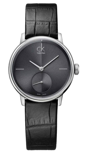 Calvin Klein Accent Black Dial Black Leather Strap Watch for Women - K2Y231C3 Authentic Buy Shop Now