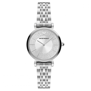 Emporio Armani Gianni T-Bar Quartz Silver Dial Silver Steel Strap Watch For Women - AR11445 Authentic Buy Shop Now