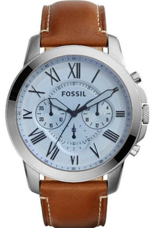 Fossil Grant Chronograph Blue Dial Brown Leather Strap Watch for Men - FS5184 Authentic Buy Shop Now