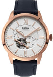 Fossil Townsman Automatic White Dial Navy Blue Leather Strap Watch for Men - ME3171 Authentic Buy Shop Now
