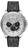 Michael Kors Brecken Chronograph Silver Dial Grey Leather Strap Watch For Men - MK8922 Authentic Buy Shop Now