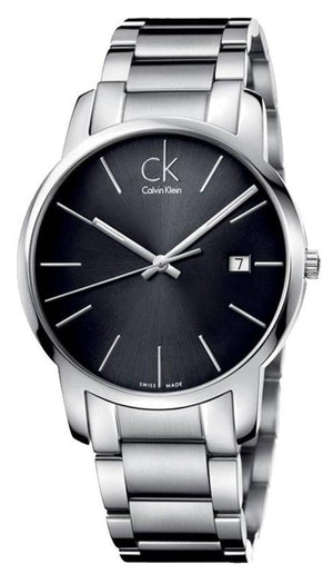 Calvin Klein City Date Black Dial Silver Steel Strap Watch for Men - K2G2G143 Authentic Buy Shop Now