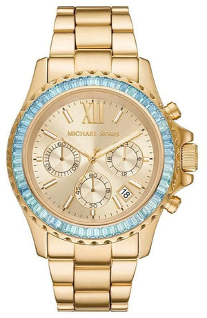 Michael Kors Everest Chronograph Gold Dial Gold Steel Strap Watch For Women - MK7210 Authentic Buy Shop Now