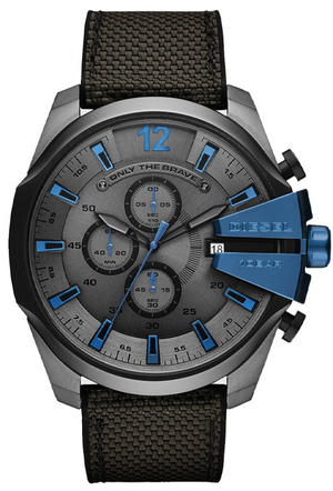 Diesel Mega Chief Chronograph Black Dial Black Nylon Strap Watch For Men - DZ4500 Authentic Buy Shop Now