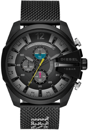 Diesel Mega Chief Chronograph Black Dial Black Mesh Bracelet Watch For Men - DZ4514 Authentic Buy Shop Now