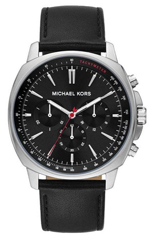 Michael Kors Sullivan Chronograph Black Dial Black Leather Strap Watch For Men - MK8997 Authentic Buy Shop Now