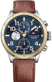 Tommy Hilfiger Sport Multifunction Blue Dial Brown Leather Strap Watch for Men - 1791137 Authentic Buy Shop Now