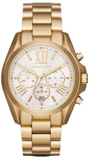 Michael Kors Bradshaw Chronograph White Dial Gold Steel Strap Watch For Women - MK6266 Authentic Buy Shop Now