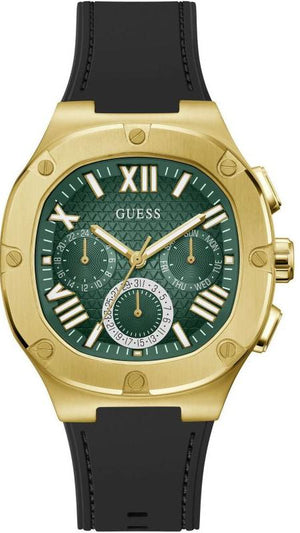Guess Headliner Multifunction Green Dial Black Silicone Strap Watch For Men - GW0571G3 Authentic Buy Shop Now