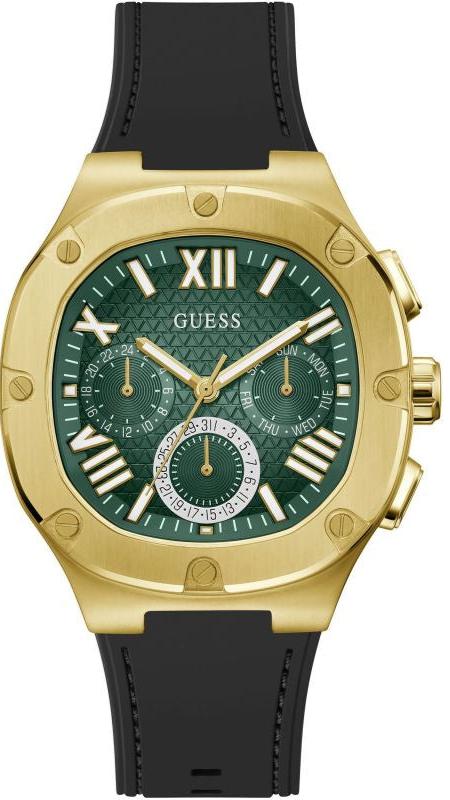 Guess Headliner Multifunction Green Dial Black Silicone Strap Watch For Men - GW0571G3 Authentic Buy Shop Now