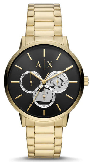 Armani Exchange Cayde Chronograph Black Dial Gold Steel Strap Watch for Men - AX2747 Authentic Buy Shop Now