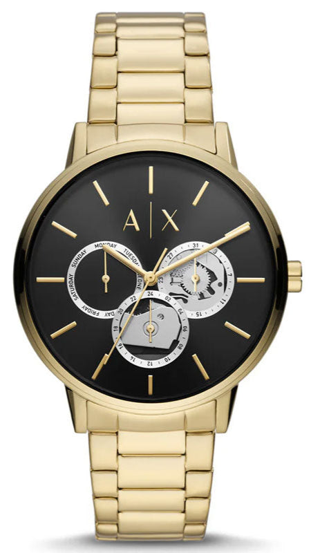 Armani Exchange Cayde Chronograph Black Dial Gold Steel Strap Watch for Men - AX2747 Authentic Buy Shop Now