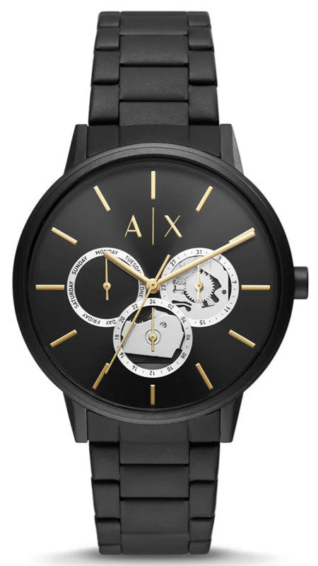 Armani Exchange Cayde Chronograph Black Dial Black Steel Strap Watch for Men - AX2748 Authentic Buy Shop Now
