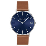Coach Charles Blue Dial Brown Leather Strap Watch for Men - 14602151 Authentic Buy Shop Now