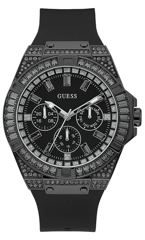 Guess Zeus Multifunction Crystals Black Dial Black Silicone Strap Watch For Men - GW0208G5 Authentic Buy Shop Now
