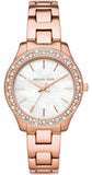 Michael Kors Lilane Three Hand Mother of Pearl White Dial Rose Gold Steel Strap Watch For Women - MK4557 Authentic Buy Shop Now