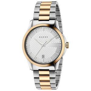Gucci G Timeless Quartz Silver Dial Two Tone Steel Strap Watch For Men - YA126450 Authentic Buy Shop Now