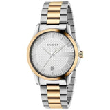 Gucci G Timeless Quartz Silver Dial Two Tone Steel Strap Watch For Men - YA126450 Authentic Buy Shop Now