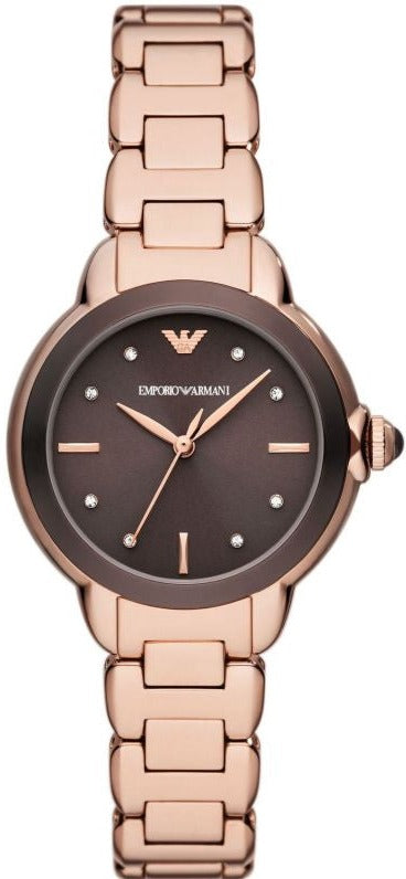 Emporio Armani Mia Quartz Brown Dial Rose Gold Steel Strap Watch For Women - AR11570 Authentic Buy Shop Now