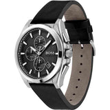 Hugo Boss Grandmaster Chronograph Black Dial Black Leather Strap Watch for Men - 1513881 Authentic Buy Shop Now