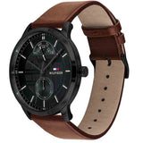 Tommy Hilfiger Hunter Black Dial Brown Leather Strap Watch for Men - 1791604 Authentic Buy Shop Now