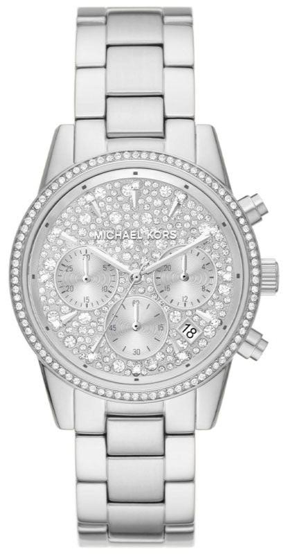 Michael Kors Ritz Chronograph Crystals Silver Dial Silver Steel Strap Watch For Women - MK7301 Authentic Buy Shop Now
