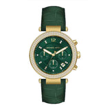 Michael Kors Parker Chronograph Green Dial Green Leather Strap Watch For Women - MK6985 Authentic Buy Shop Now