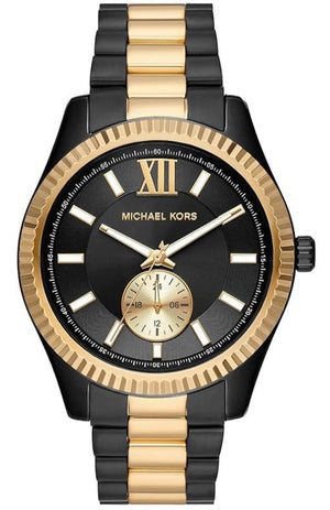 Michael Kors Lexington Quartz Black Dial Two Tone Steel Strap Watch For Men - MK8948 Authentic Buy Shop Now