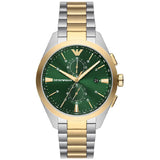 Emporio Armani Claudio Chronograph Green Dial Two Tone Steel Strap Watch For Women - AR11511 Authentic Buy Shop Now