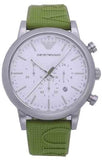 Emporio Armani Chronograph White Dial Green Rubber Strap Watch For Men - AR11022 Authentic Buy Shop Now