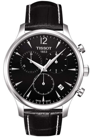 Tissot T Classic Tradition Chronograph Black Dial Black Leather Strap Watch For Men - T063.617.16.057.00 Authentic Buy Shop Now