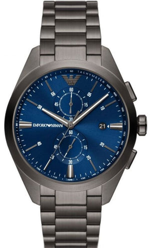 Emporio Armani Chronograph Quartz Blue Dial Grey Steel Strap Watch For Men - AR11481 Authentic Buy Shop Now
