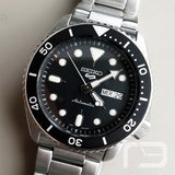 Seiko 5 Sports Automatic Day Date Black Dial Silver Steel Strap Watch for Men - SRPD55K1 Authentic Buy Shop Now