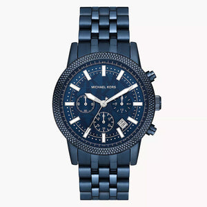 Michael Kors Hutton Chronograph Blue Dial Blue Steel Strap Watch For Men - MK9088 Authentic Buy Shop Now