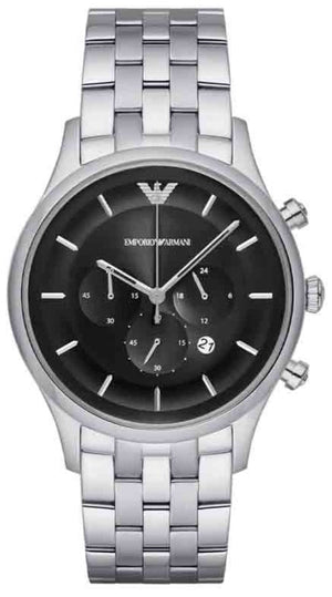Emporio Armani Chronograph Black Dial Silver Steel Strap Watch For Men - AR11017 Authentic Buy Shop Now