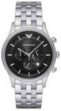 Emporio Armani Chronograph Black Dial Silver Steel Strap Watch For Men - AR11017 Authentic Buy Shop Now